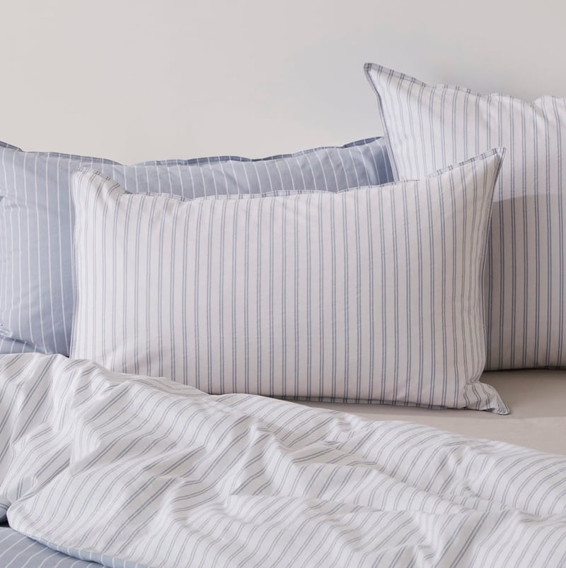 Stonewashed Cotton Blue Stripe Quilt Cover Separates