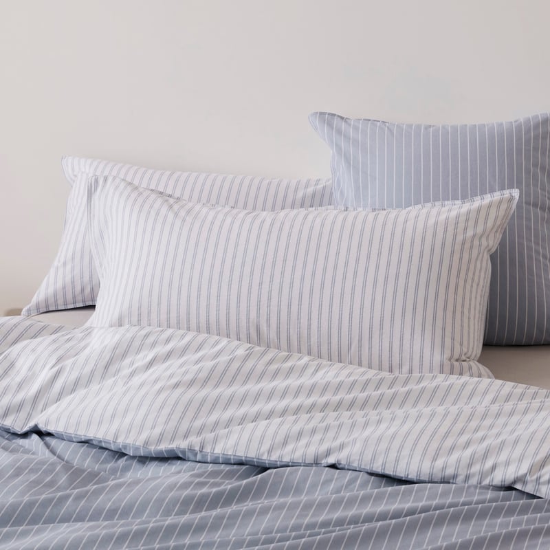 Stonewashed Cotton Blue Stripe Quilt Cover Separates