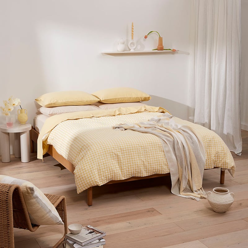 Talia French Butter Check Quilt Cover Set + Separates