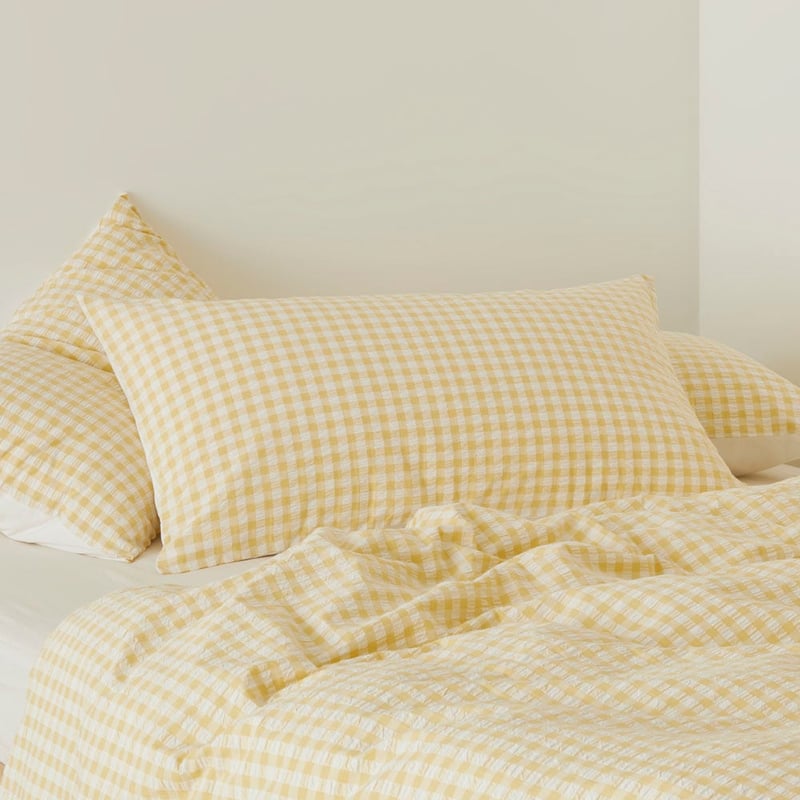 Talia French Butter Check Quilt Cover Set + Separates