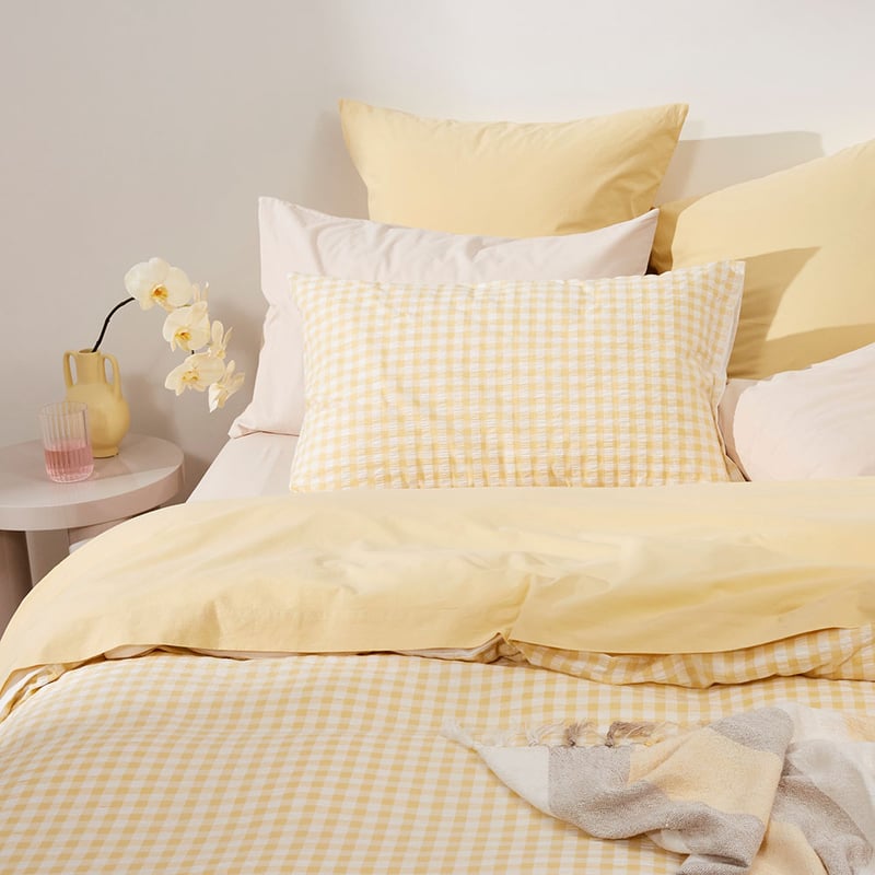Talia French Butter Check Quilt Cover Set + Separates