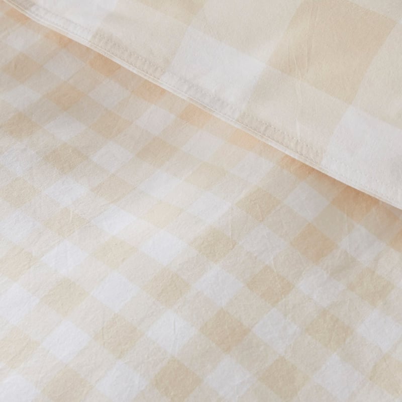 Stonewashed Cotton Printed Sand Gingham Pillowcases