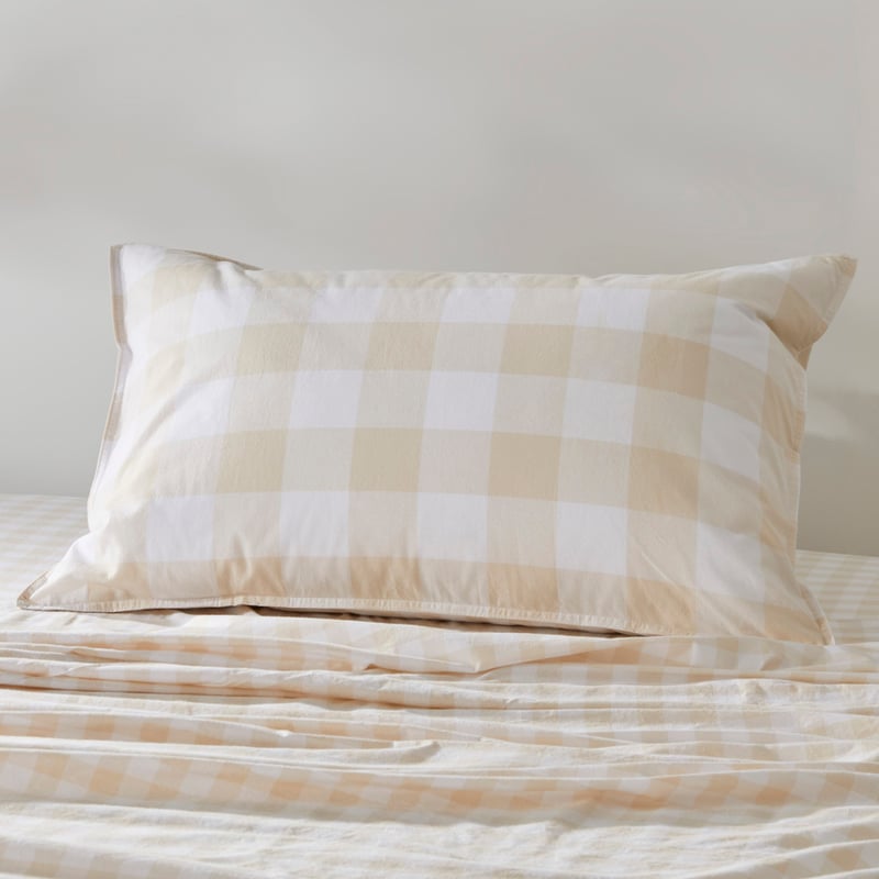 Stonewashed Cotton Printed Sand Gingham Sheet Separates