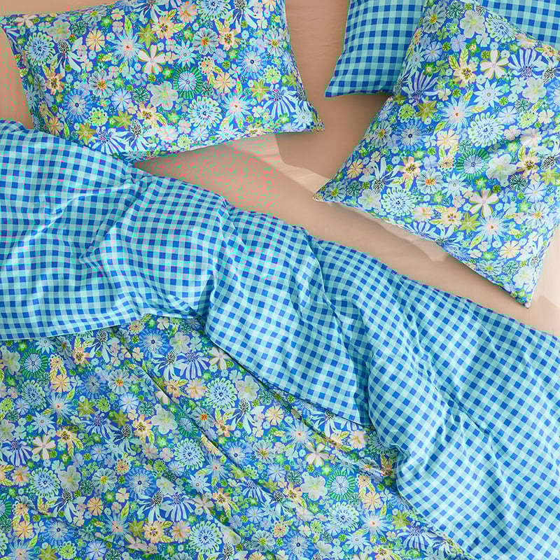 Sia Marine Blue Floral Quilt Cover Set + Separates