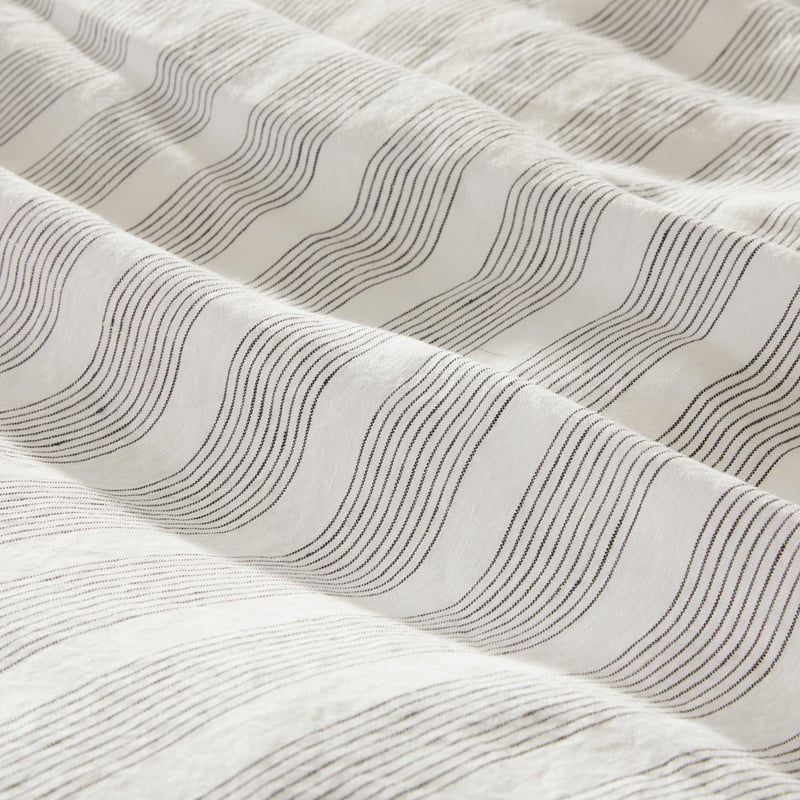 Vintage Washed Linen Fine Onyx & White Stripe Quilt Cover Separates