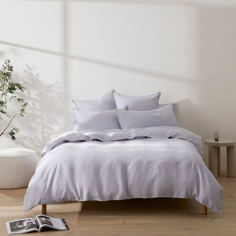 Vintage Washed Linen Lilac Hint Pillowcases