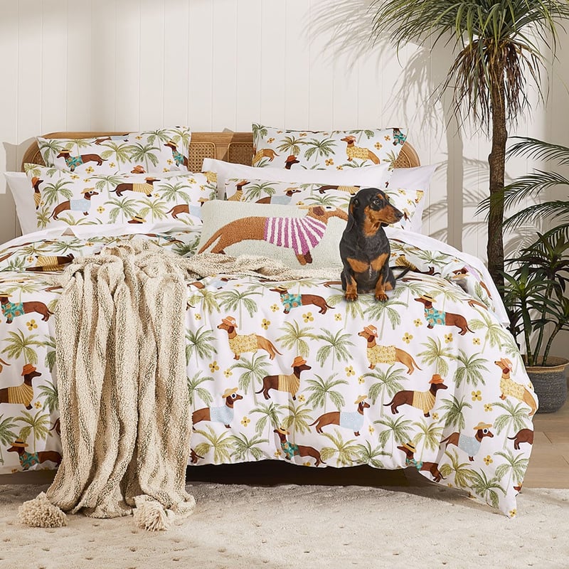 Summertime Dachshund Green Quilt Cover Set + Separates