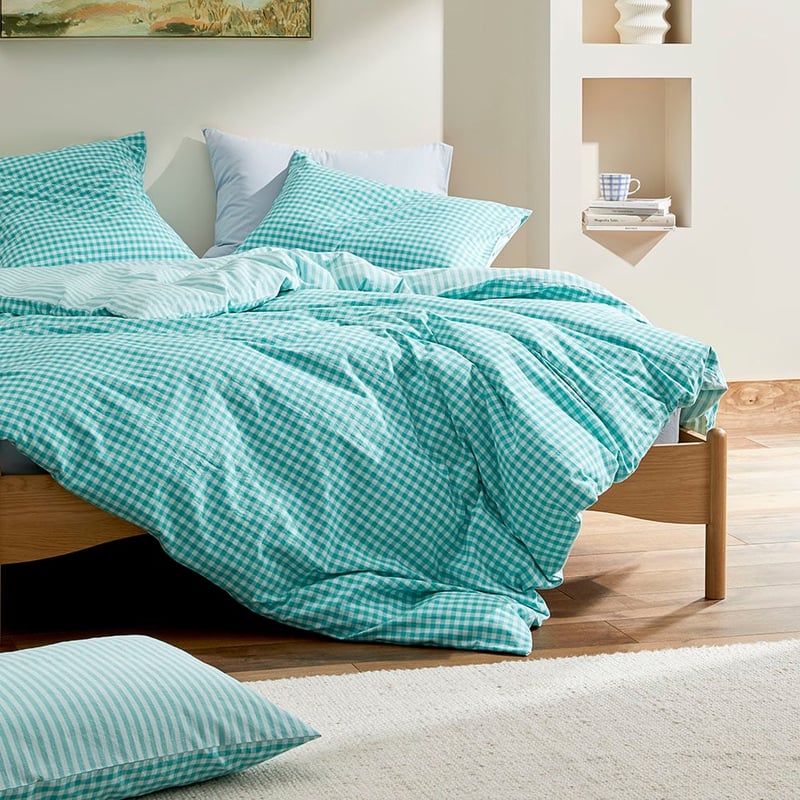 Carrie Aquamarine Gingham Pillowcases