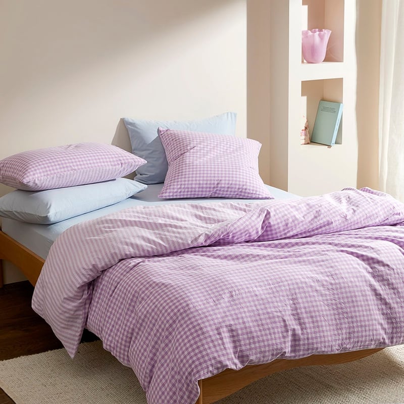 Carrie Lilac Gingham Quilt Cover Set + Separates
