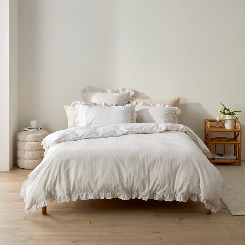 Ruffle Natural Stripe Quilt Cover Set + Separates
