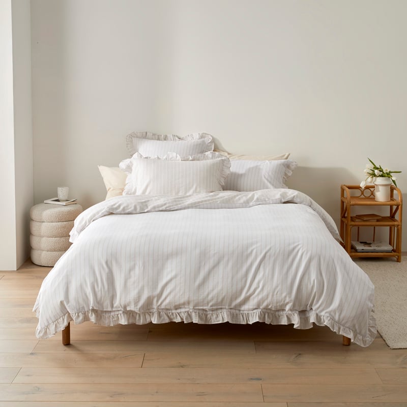 Ruffle Natural Stripe Quilt Cover Set + Separates