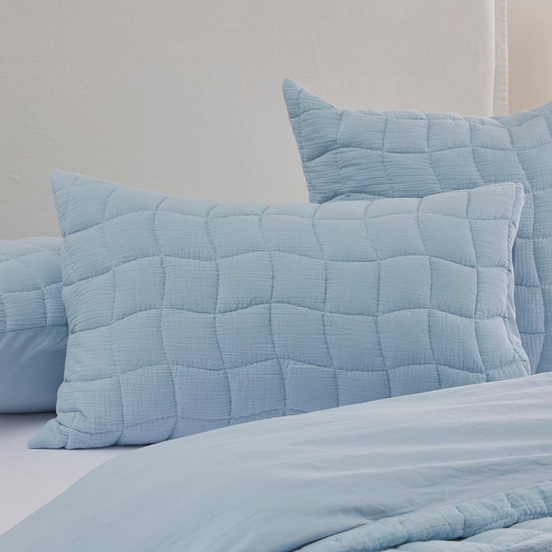 Layla Soft Blue Quilted Quilt Cover Separates