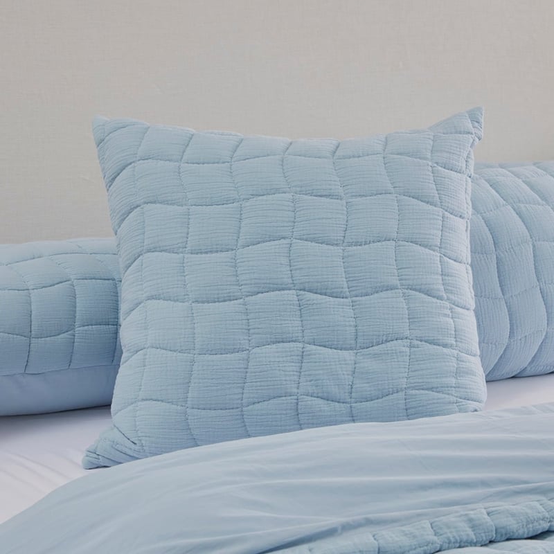Layla Soft Blue Quilted Quilt Cover Separates