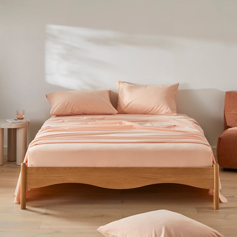 Stonewashed Cotton Pale Peach Sheet Separates