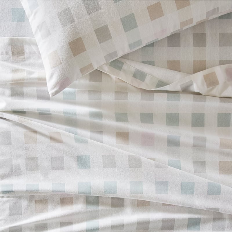 Flannelette Printed Natural Check Sheet Set
