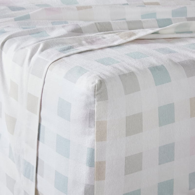 Flannelette Printed Natural Check Sheet Set