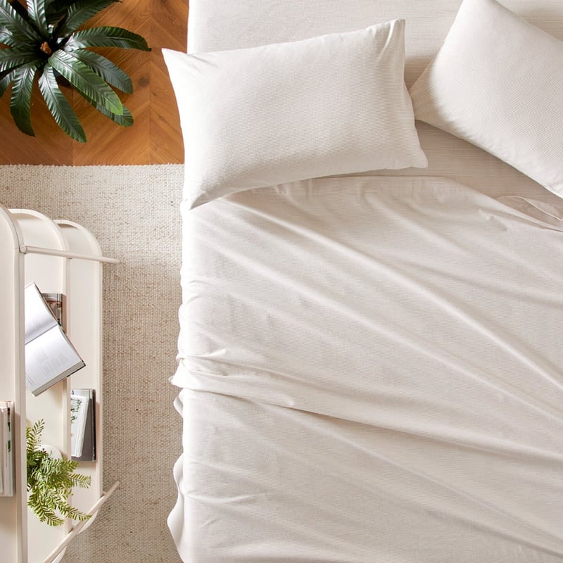 Flannelette Printed Sand Stripe Sheet Set 