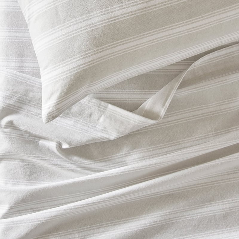 Flannelette Printed Silver Stripe Sheet Set