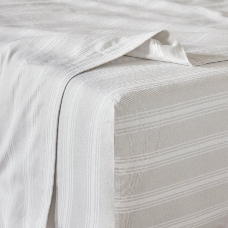 Flannelette Printed Silver Stripe Sheet Set
