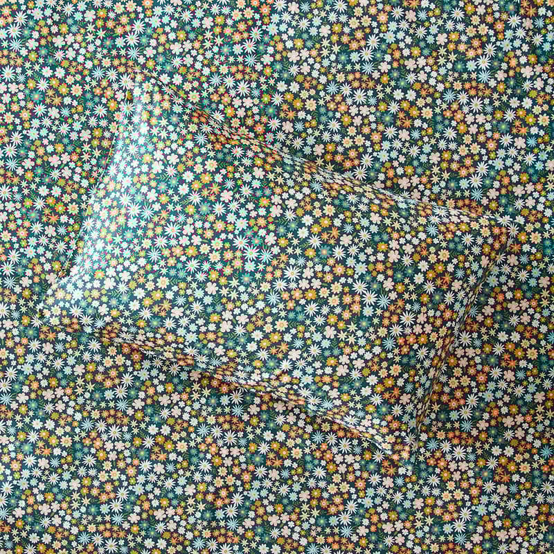 Flannelette Printed Petrol Blue Midnight Floral Sheet Separates