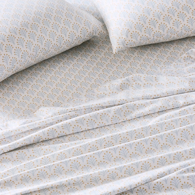 Printed Blue Deco Flannelette Sheet Set