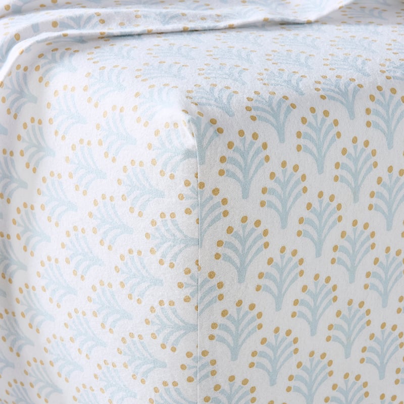Printed Blue Deco Flannelette Sheet Set