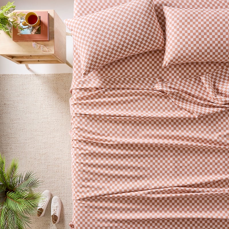 Printed Clay Checkerboard Flannelette Sheet Set