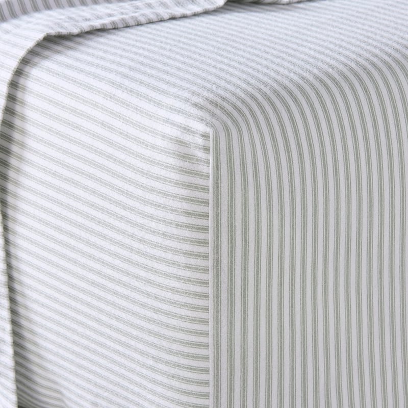 Printed Green Stripe Flannelette Sheet Set
