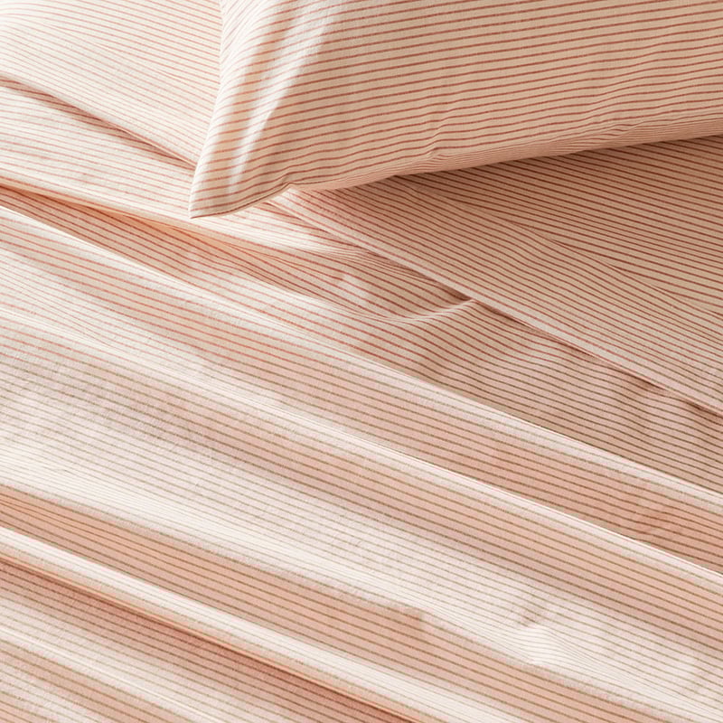 Stonewashed Cotton Printed Earth Stripe Sheet Set
