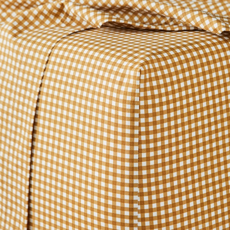 Stonewashed Cotton Printed Gold Gingham Sheet Separates