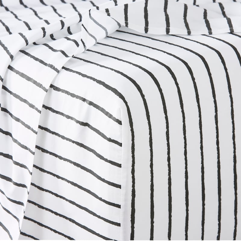 1500TC Brooklyn Printed Charcoal Stripe Sheet Separates