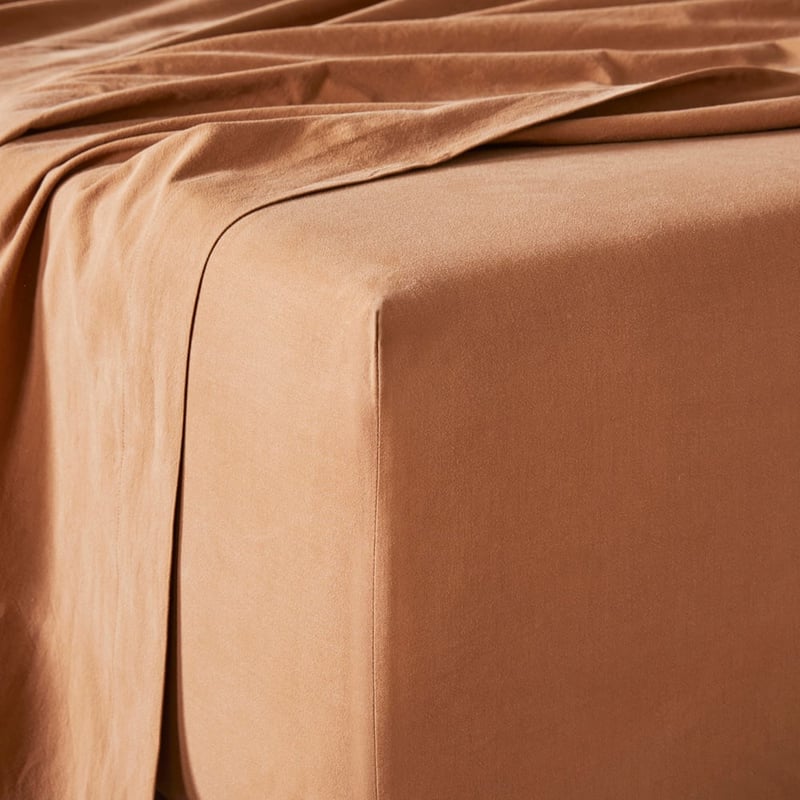Stonewashed Cotton Cocoa Sheet Set