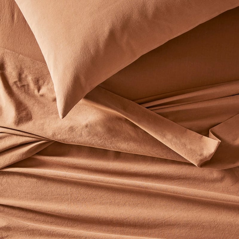 Stonewashed Cotton Cocoa Sheet Set