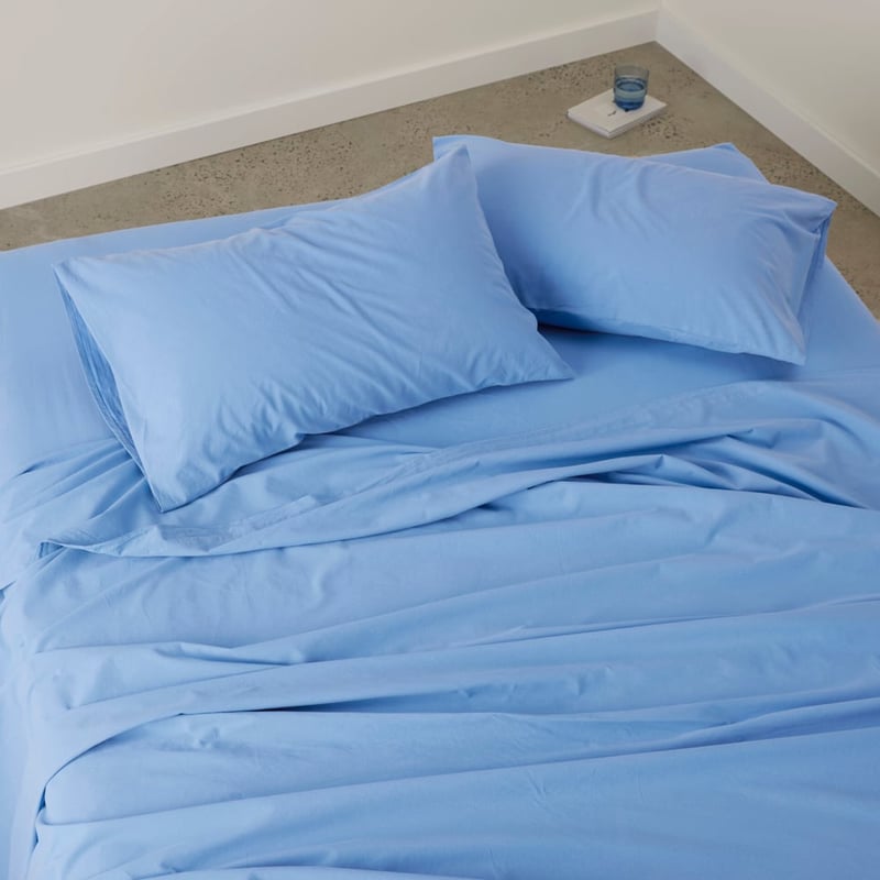 Stonewashed Cotton French Blue Sheet Set