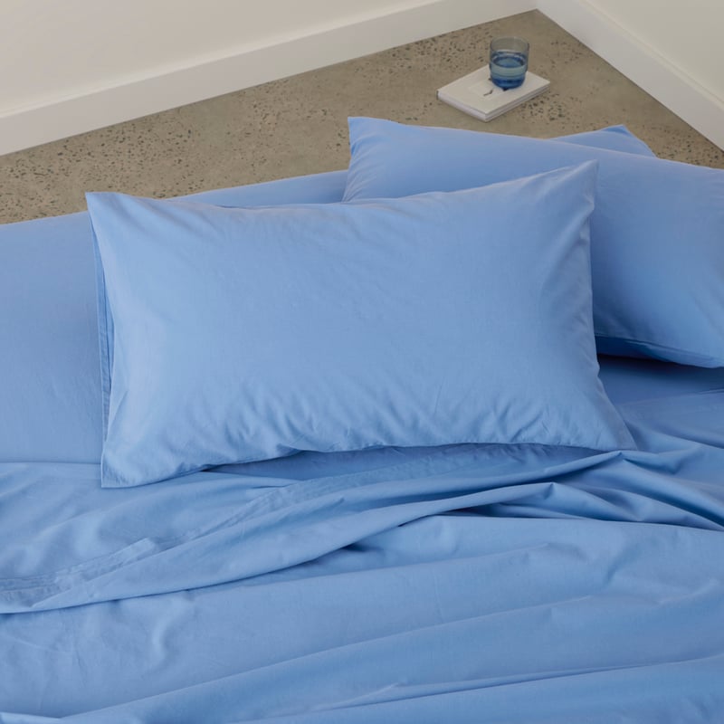 Stonewashed Cotton French Blue Sheet Set