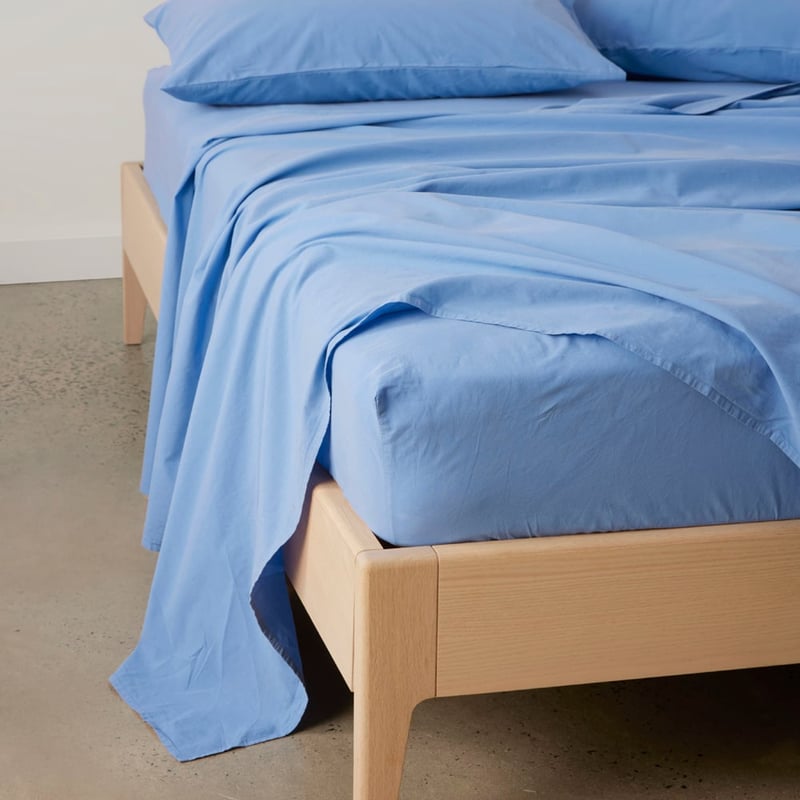 Stonewashed Cotton French Blue Sheet Set