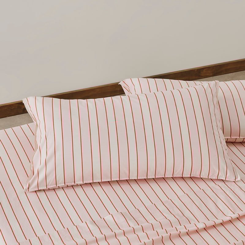 Stonewashed Cotton Sunset Stripe Paprika Pillowcases