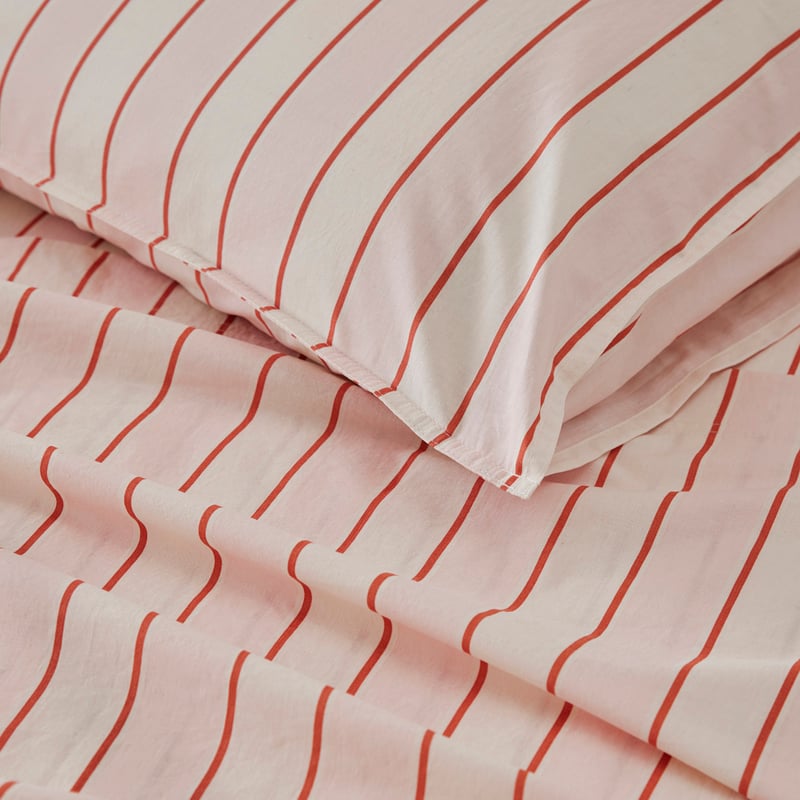 Stonewashed Cotton Sunset Stripe Paprika Pillowcases