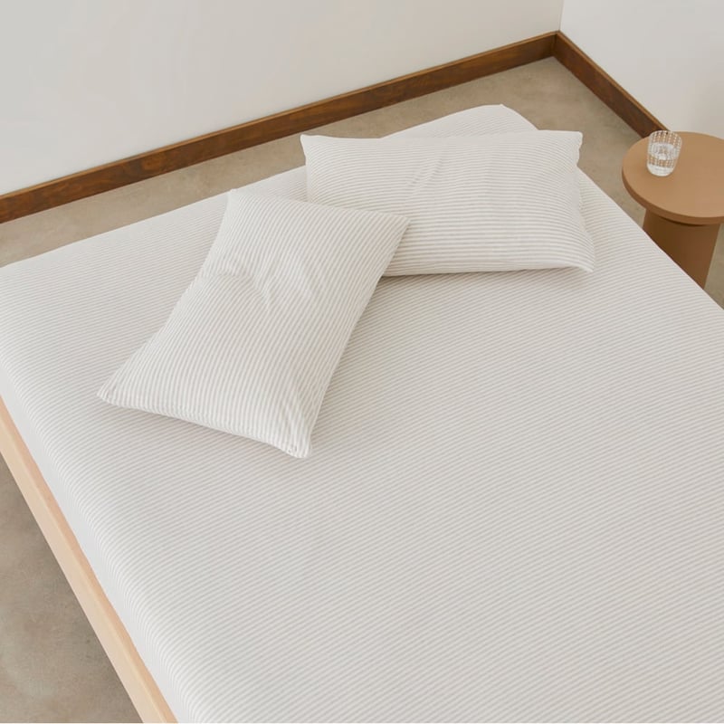 Ultra Soft Jersey Natural Stripe Fitted Sheet Set
