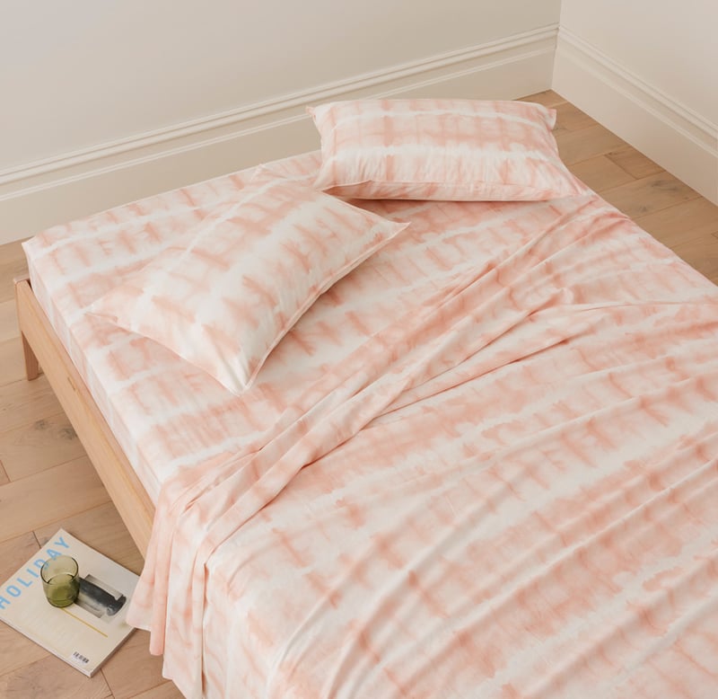 Stonewashed Cotton Peach Tie Dye Sheet Set