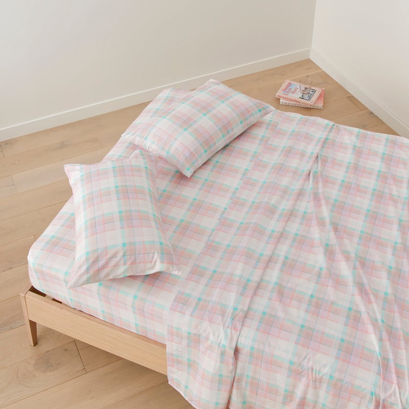 Coral Check Printed Sheet Set