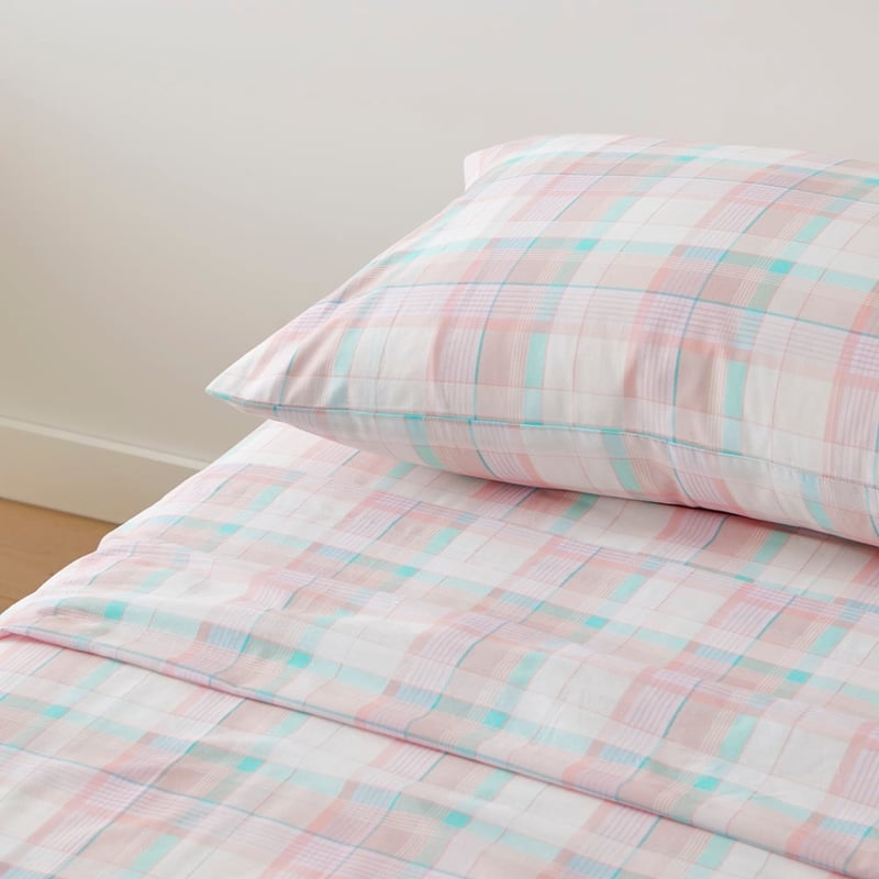 Coral Check Printed Sheet Set