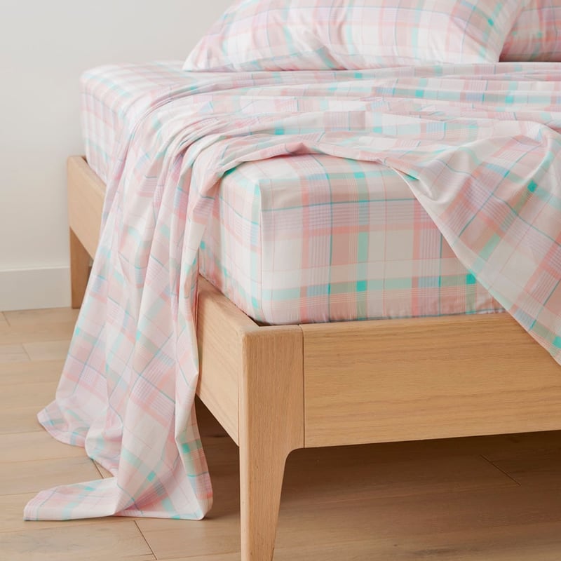 Coral Check Printed Sheet Set