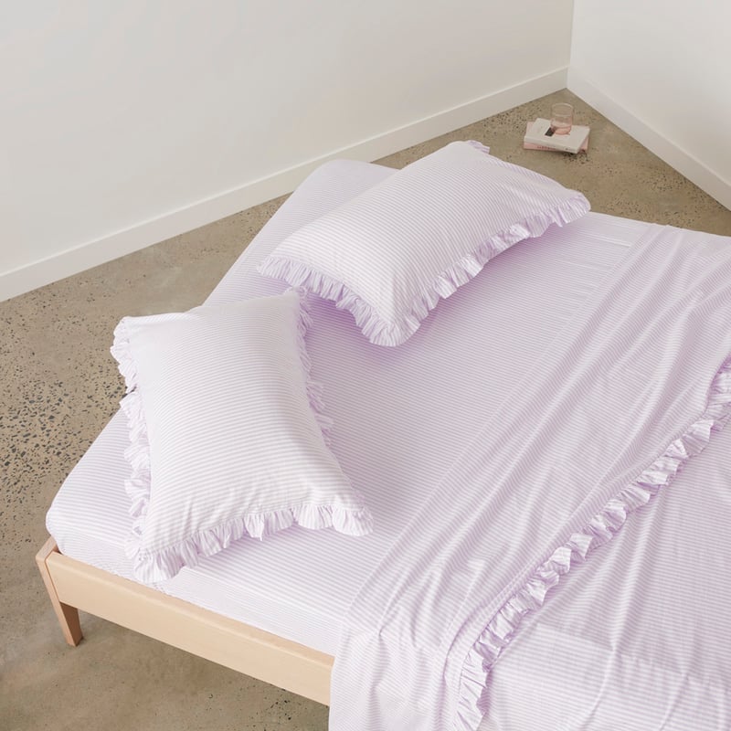 Ruffle Lilac Stripe Sheet Set