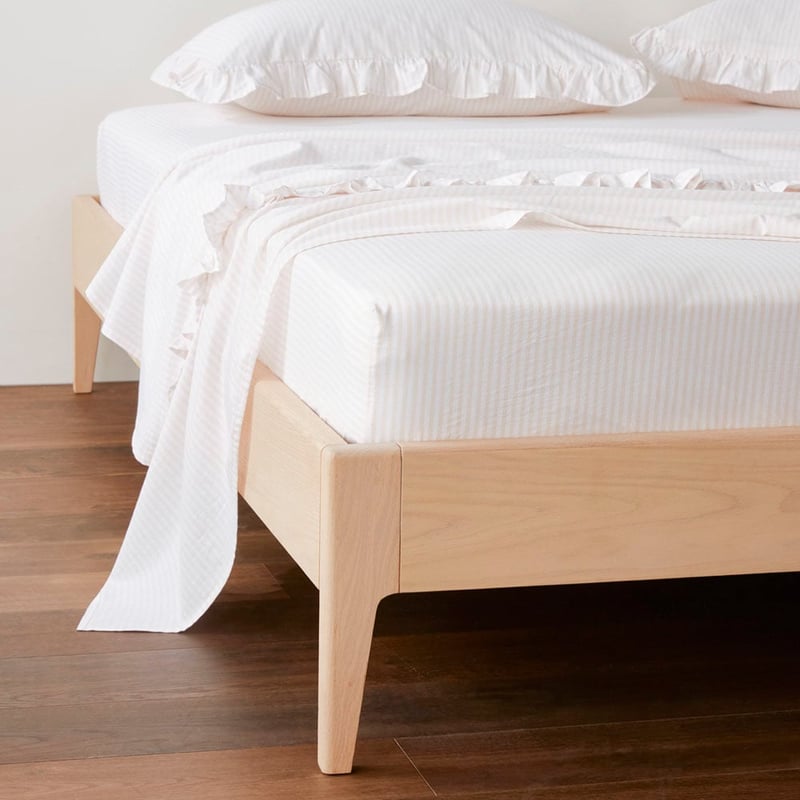 Ruffle Natural Stripe Sheet Set