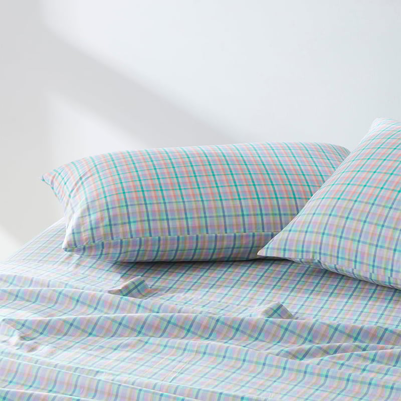 Bright Check Green Printed Sheet Set