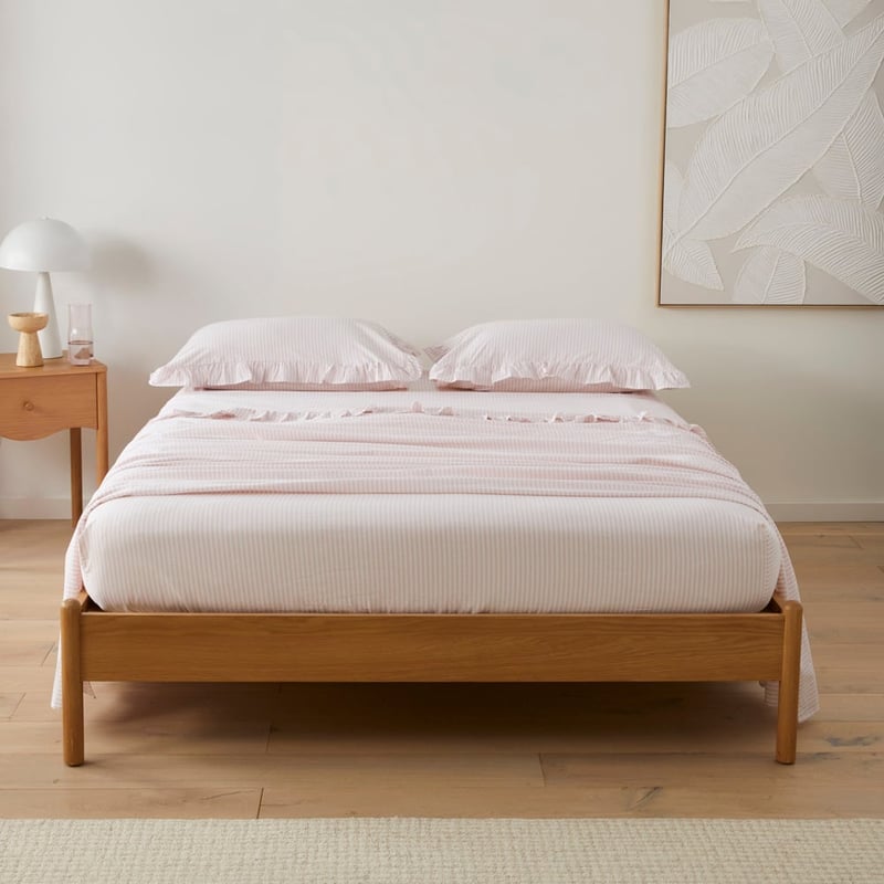 Ruffle Nude Pink Stripe Sheet Set