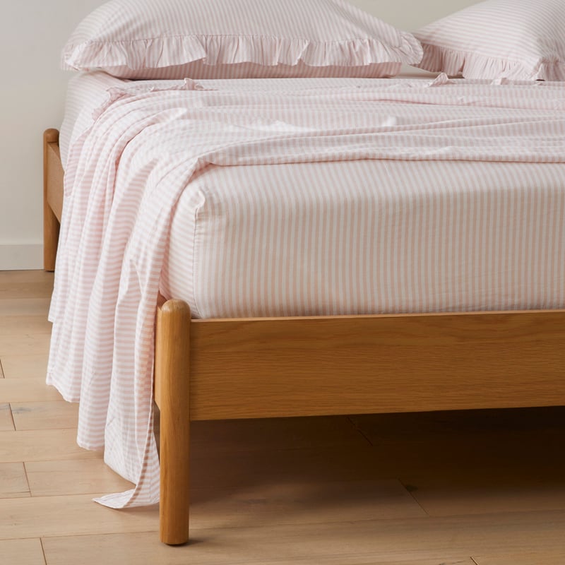 Ruffle Nude Pink Stripe Sheet Set
