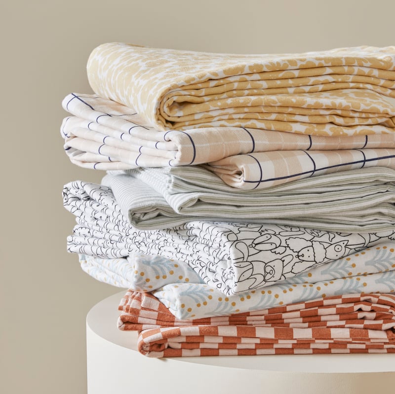Printed Clay Checkerboard Flannelette Sheet Set