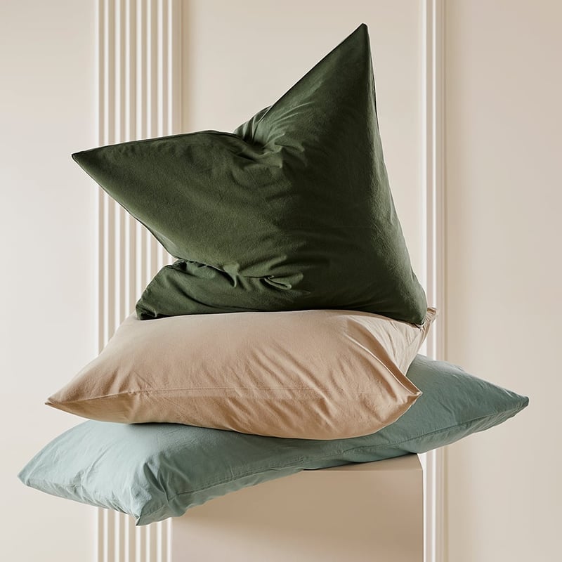 Stonewashed Cotton Basil Pillowcase